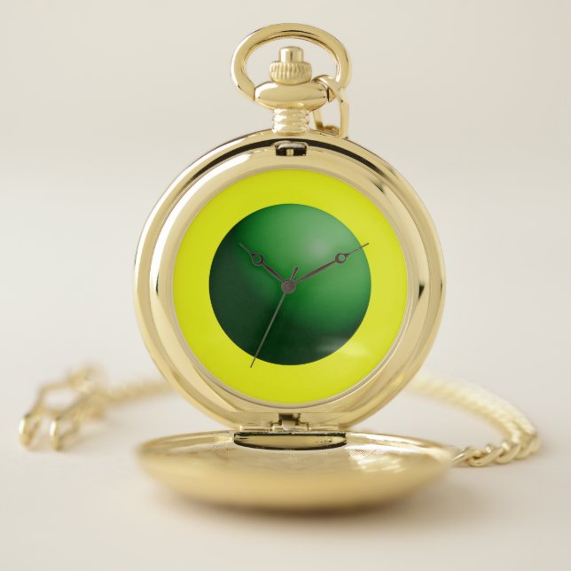 Green Sphere on Yellow  Pocket Watch (Inside)