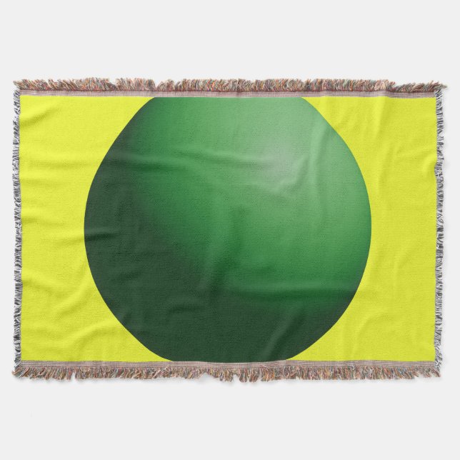 Green Sphere on Yellow  Throw Blanket (Front)