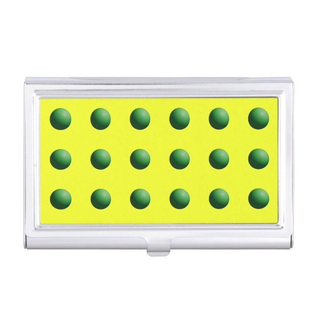 Green Spheres on Yellow  Business Card Case (Front)