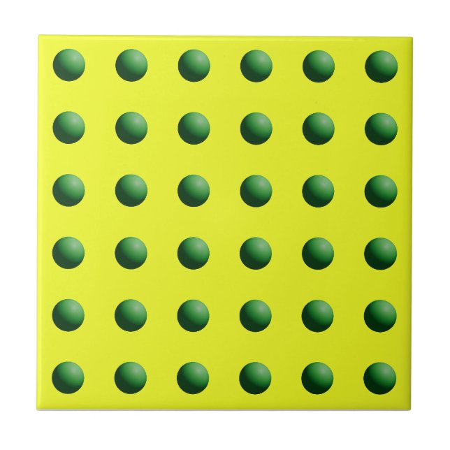 Green Spheres on Yellow Ceramic Tile (Front)