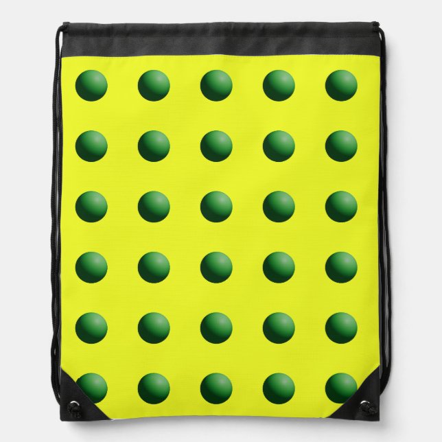 Green Spheres on Yellow Drawstring Backpack (Front)
