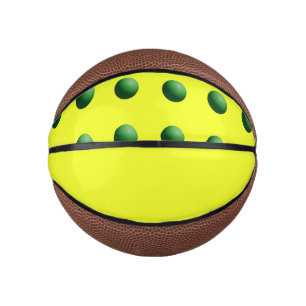 Green Spheres on Yellow Mini Basketball