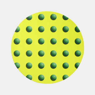 Green Spheres on Yellow Outdoor Rug