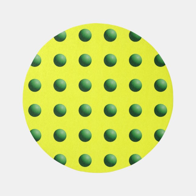 Green Spheres on Yellow  Outdoor Rug (Front)