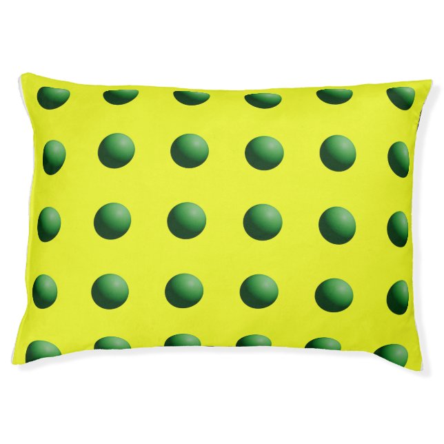 Green Spheres on Yellow Pet Bed (Front)