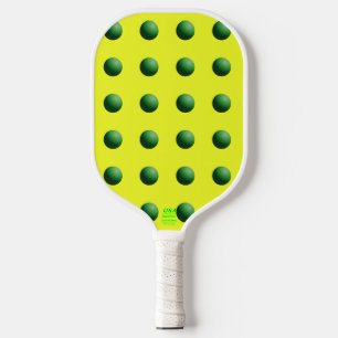 Green Spheres on Yellow  Pickleball Paddle