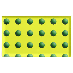 Green Spheres on Yellow Place Card Holder