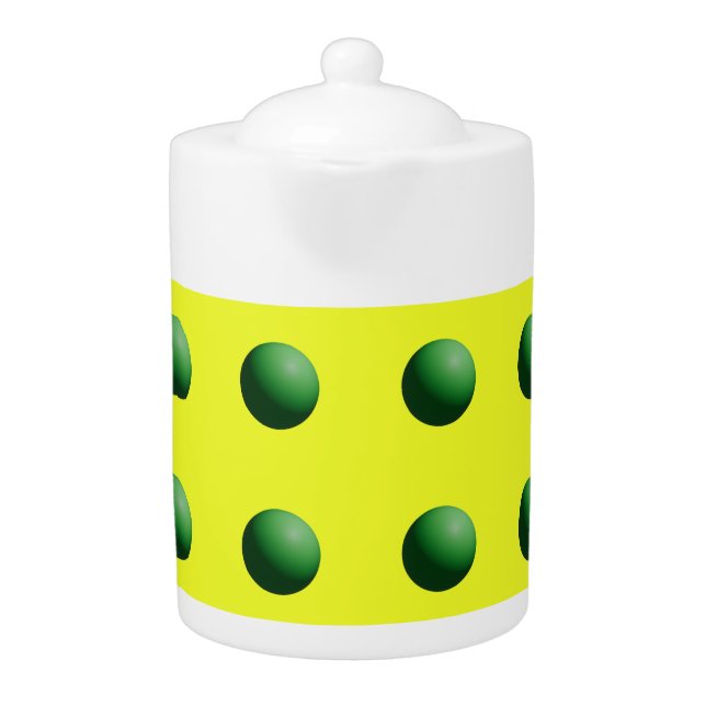 Green Spheres on Yellow Teapot (Front)