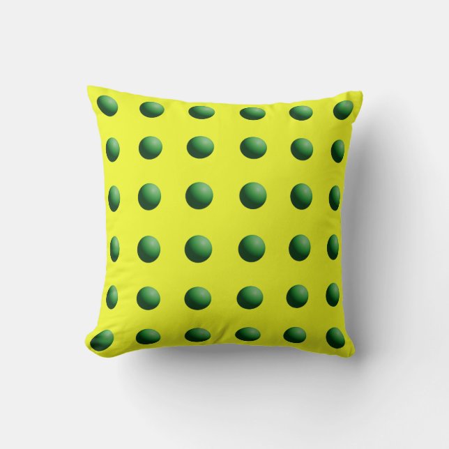 Green Spheres on Yellow  Throw Pillow (Front)