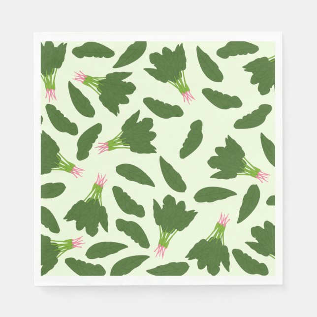 Green Spinach Leaves Pattern Napkins (Front)
