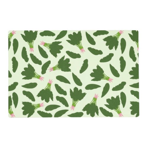 Green Spinach Leaves Pattern Placemat