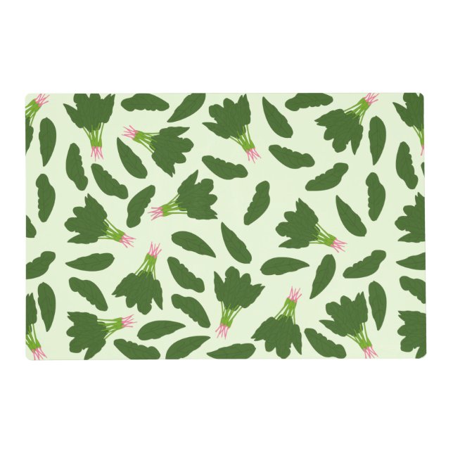 Green Spinach Leaves Pattern Placemat (Front)