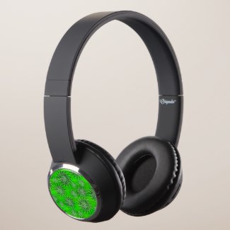 Green spinning stars energetic pattern headphones