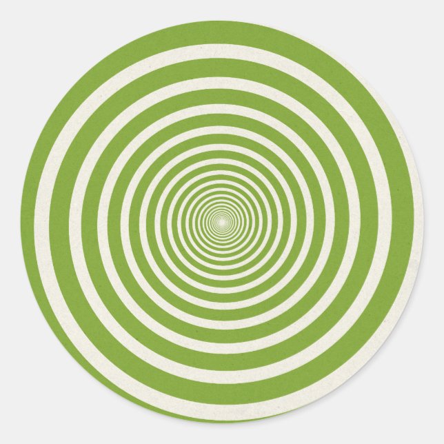 Green spiral optical illusion classic round sticker (Front)