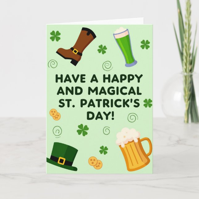 Green Spiral St Patricks Day Card (Front)