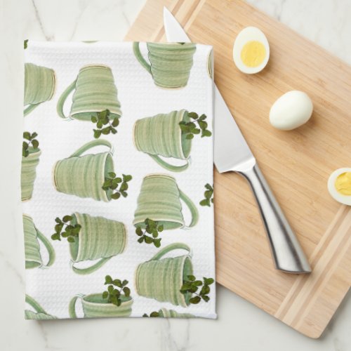 Green Spiral Tea Cup with Mint Photograph Kitchen Towel