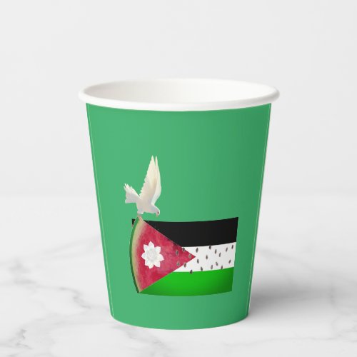 Green Spiritual Peace Palestine Watermelon Paper Cups