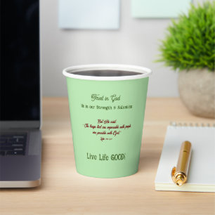 Green Spiritual Uplifting Verses Faith Paper Cups