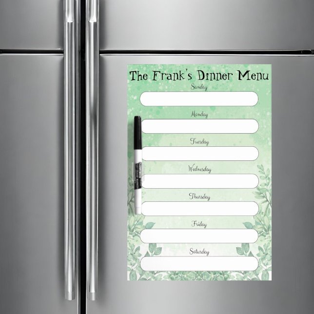 Green Splash with Foliage Personalized Menu Dry Erase Board (Green Splash with Foliage Personalized Menu Dry Erase Board)