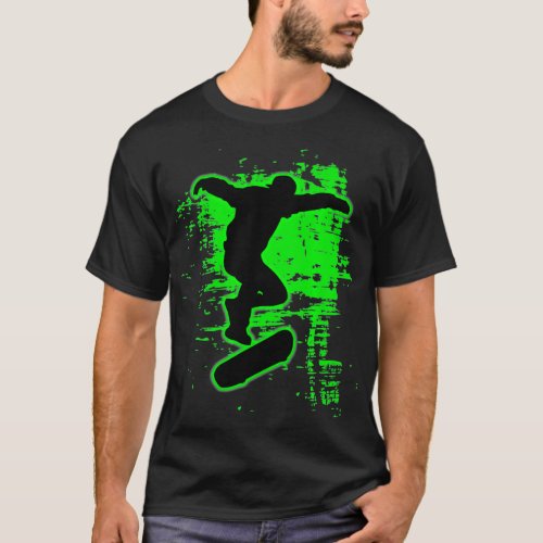 Green Splatter Awesome Skateboarding  Skater T_Shirt