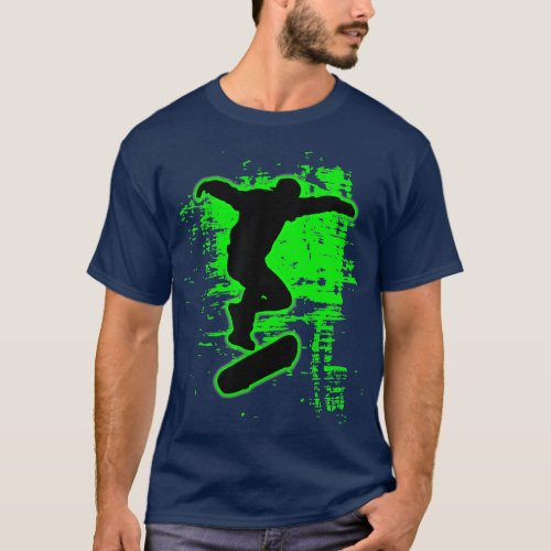 Green Splatter Awesome Skateboarding  Skater T_Shirt