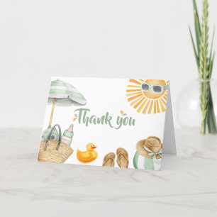 Green Splish Splash Baby Shower Letterpress Thank You Card