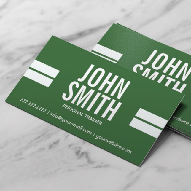 Green Sport Stripes Personal Trainer Business Card (Creator Uploaded)