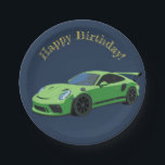 Green Sports Car Birthday Paper Plate<br><div class="desc">This birthday party plate is perfect to match the Green Sports Cart Birthday Party Invitation. Simply update with your details and purchase.</div>