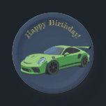 Green Sports Car Birthday Paper Plate<br><div class="desc">This birthday party plate is perfect to match the Green Sports Cart Birthday Party Invitation. Simply update with your details and purchase.</div>