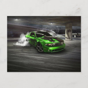 Green Sports Car Postcard