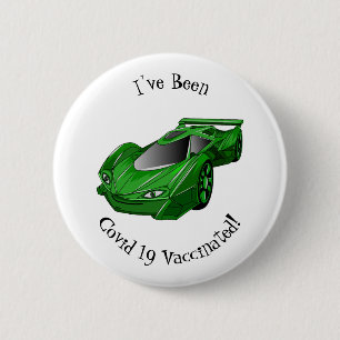 Green sports car with airfoil illustration button