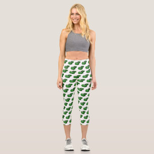Green sports car with airfoil illustration capri leggings