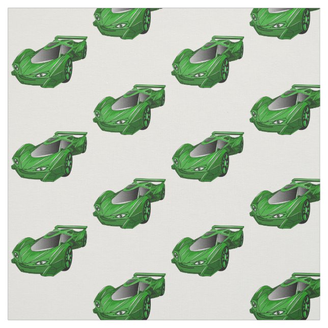 Green sports car with airfoil illustration fabric (Swatch)