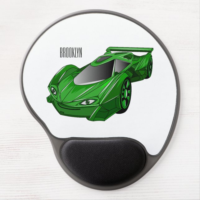 Green sports car with airfoil illustration gel mouse pad (Front)
