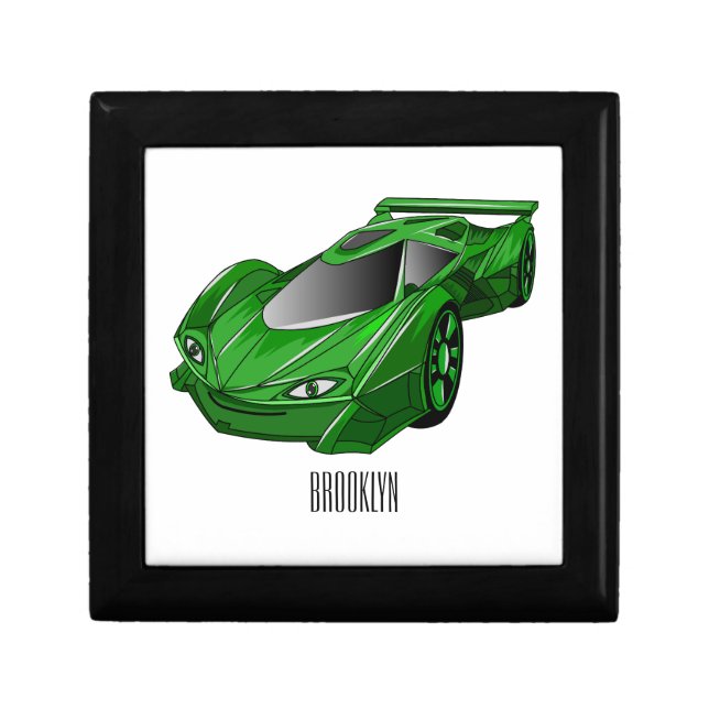 Green sports car with airfoil illustration  gift box (Front)