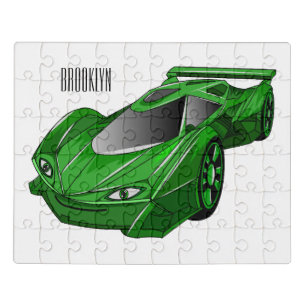 Green sports car with airfoil illustration jigsaw puzzle