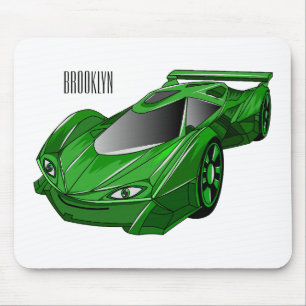 Green sports car with airfoil illustration mouse pad