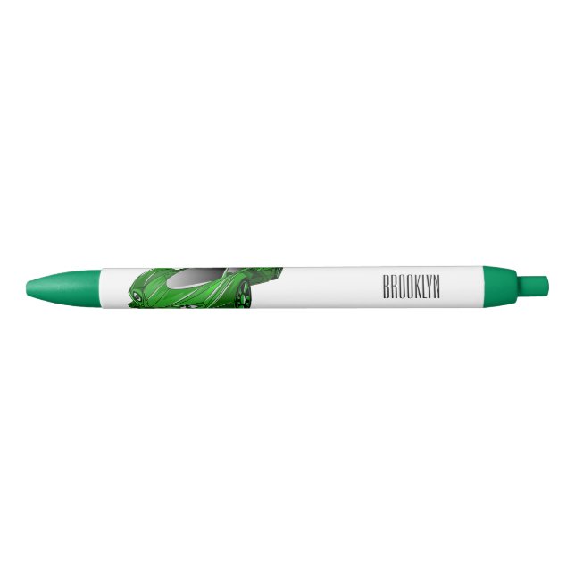 Green sports car with airfoil illustration pen (Front)