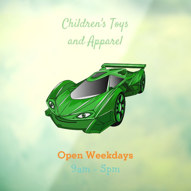Green sports car with airfoil illustration window cling (Sheet 3)