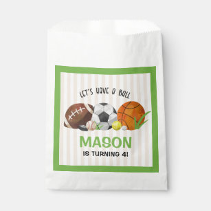 Green Sports Football Basketball Birthday Party  Favor Bag