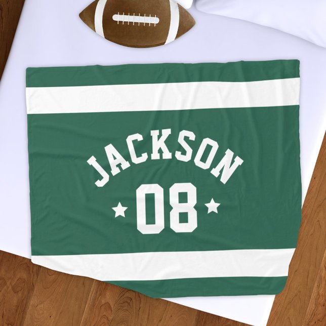 Green Sports Jersey Name and Number Fleece Blanket (Creator Uploaded)