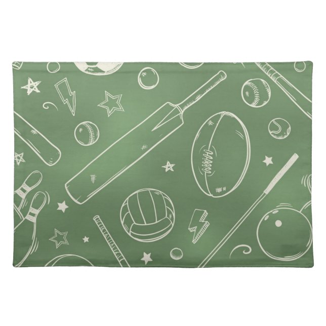 Green Sports Pattern Cloth Placemat (Front)