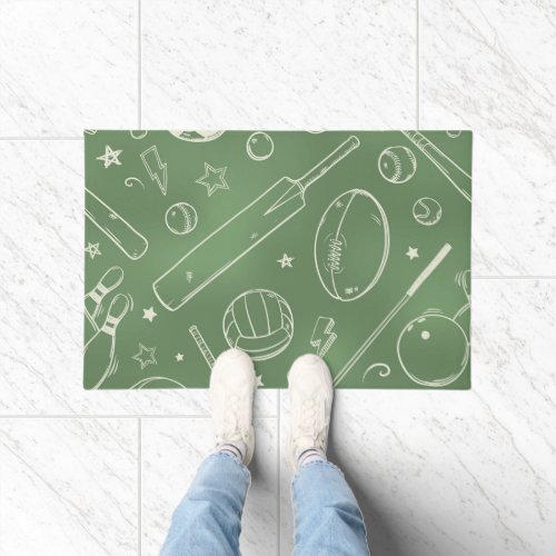 Green Sports Pattern Doormat