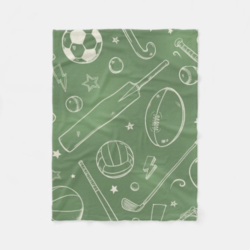 Green Sports Pattern Fleece Blanket