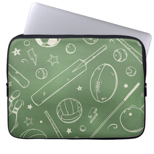 Green Sports Pattern Laptop Sleeve