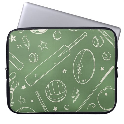 Green Sports Pattern Laptop Sleeve