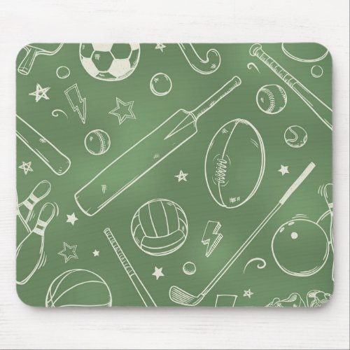 Green Sports Pattern Mouse Pad