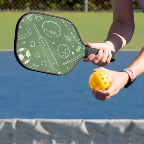 Green Sports Pattern Pickleball Paddle