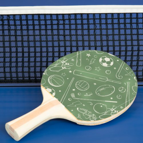 Green Sports Pattern Ping Pong Paddle