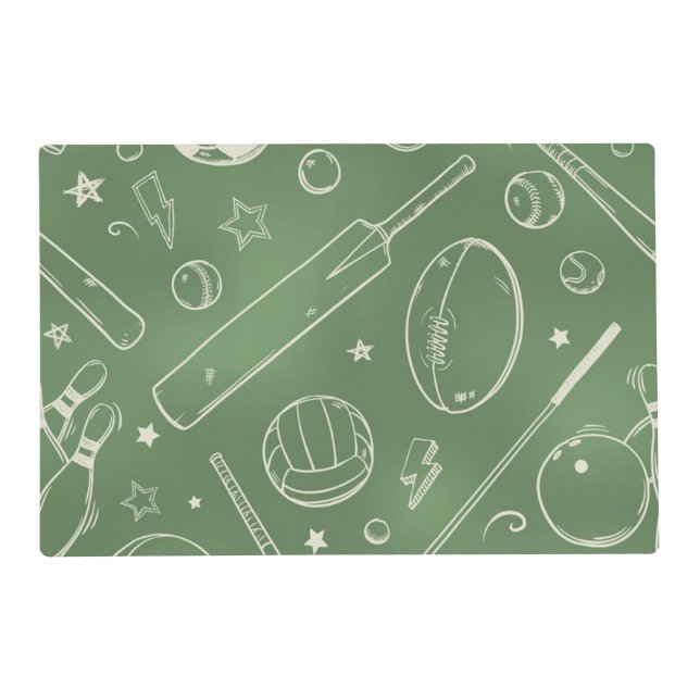 Green Sports Pattern Placemat (Front)